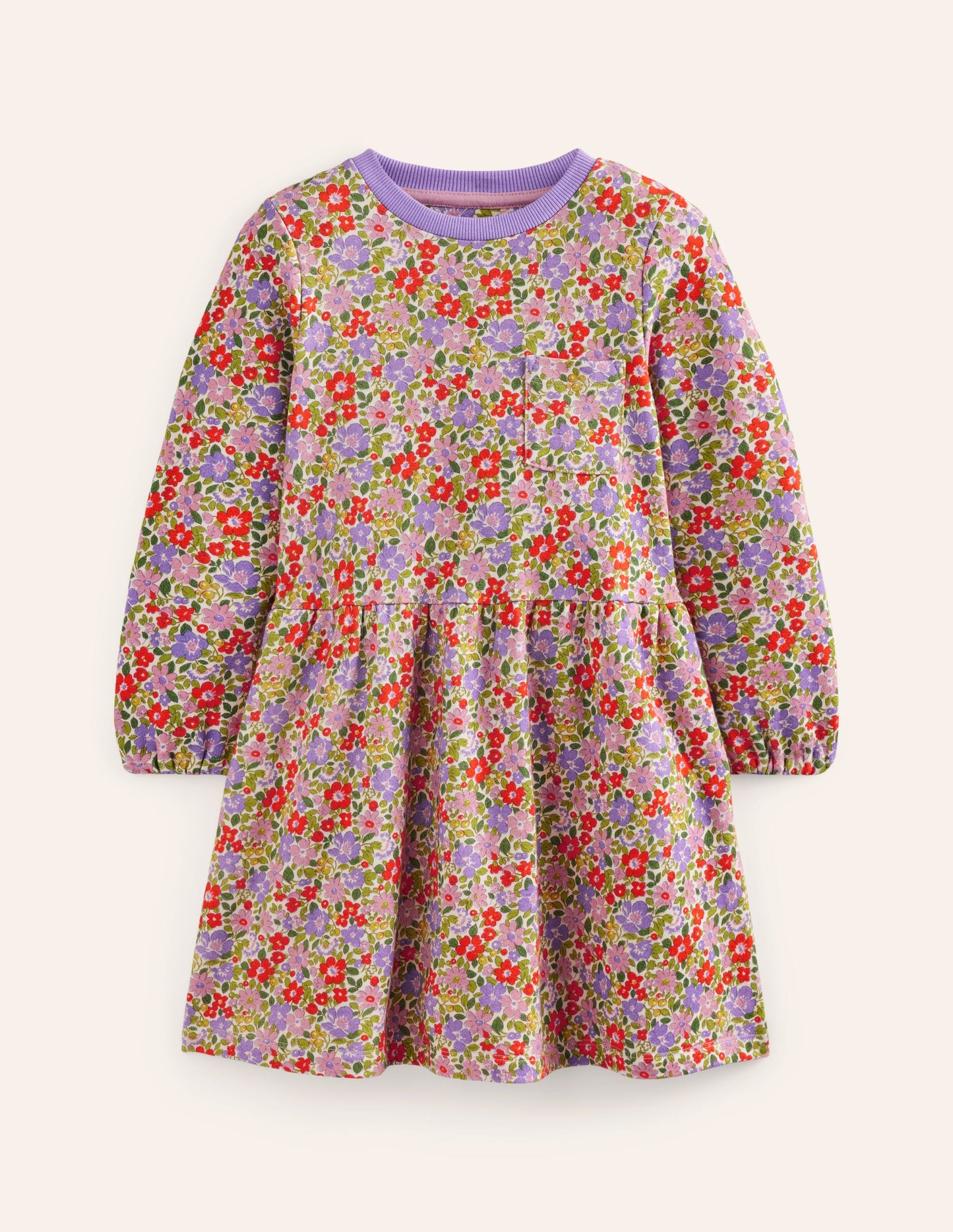 Loopback Sweatshirt Dress-Aster Purple Flowerbed