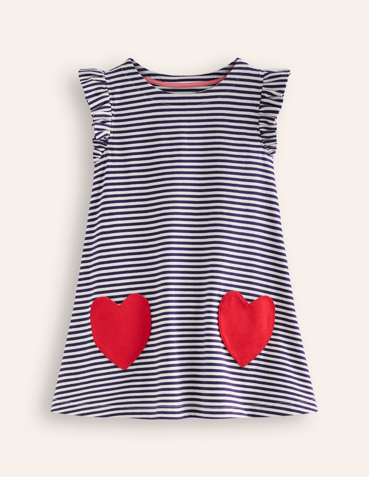 Heart Pocket Frill Tunic-College Navy/ Ivory Hearts