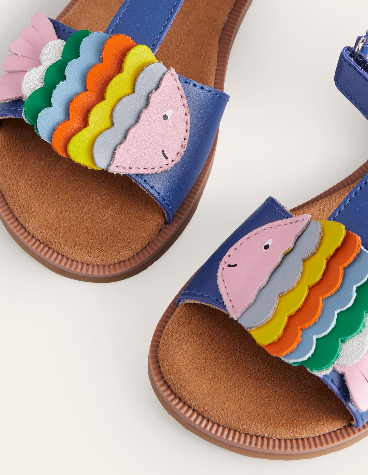 Fun Leather Sandals-Blue Multi Fish