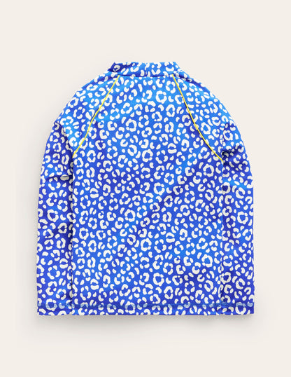 Patterned Rash Guard-Blue Leopard