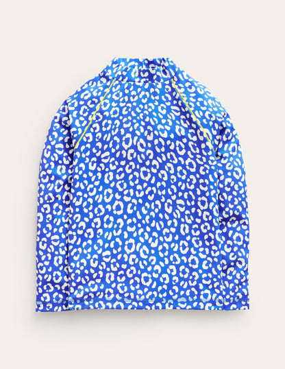 Patterned Rash Guard-Blue Leopard