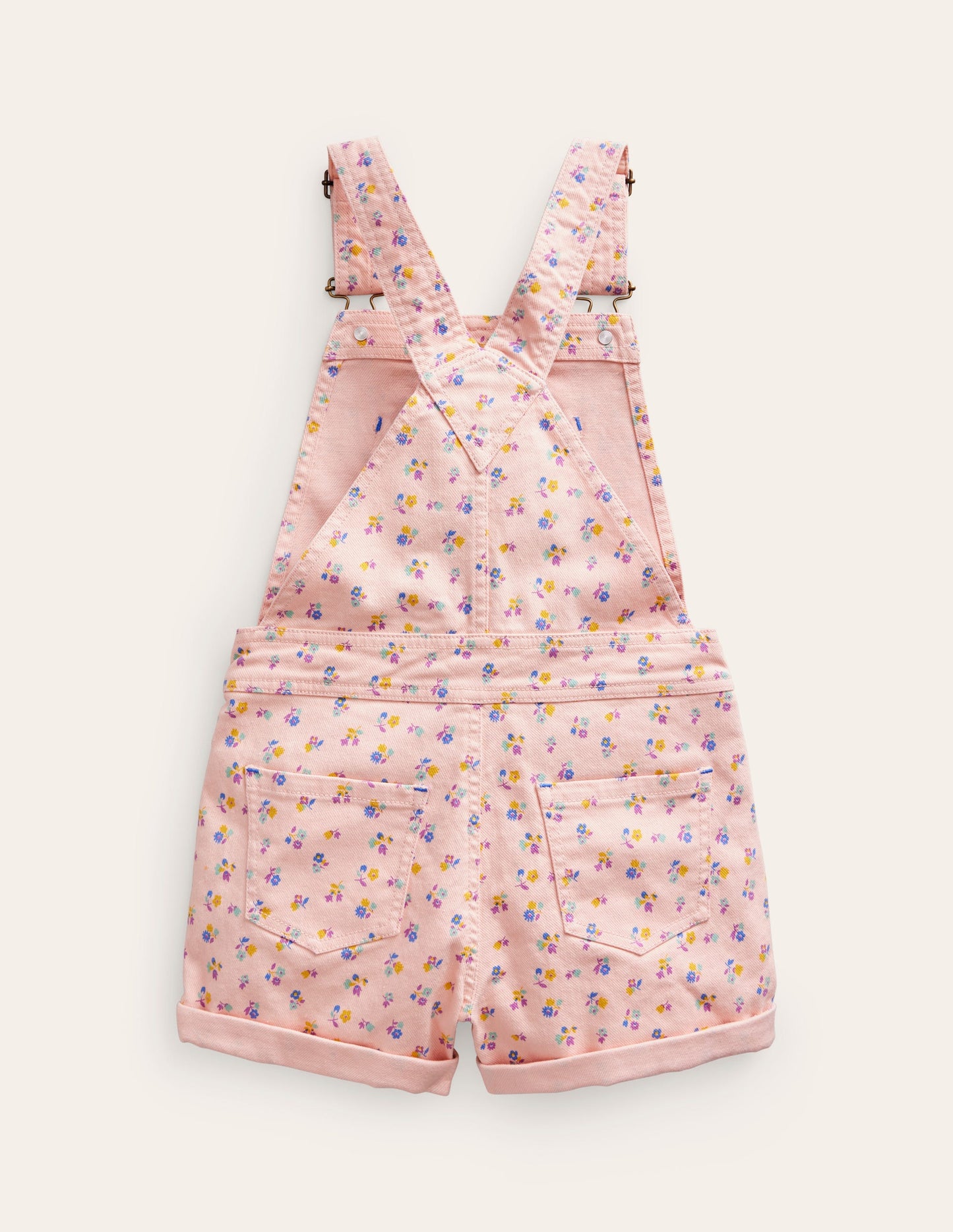 Heart Pocket Short Overalls-Provence Dusty Pink Sprig