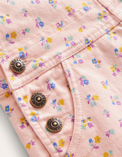 Heart Pocket Short Overalls-Provence Dusty Pink Sprig