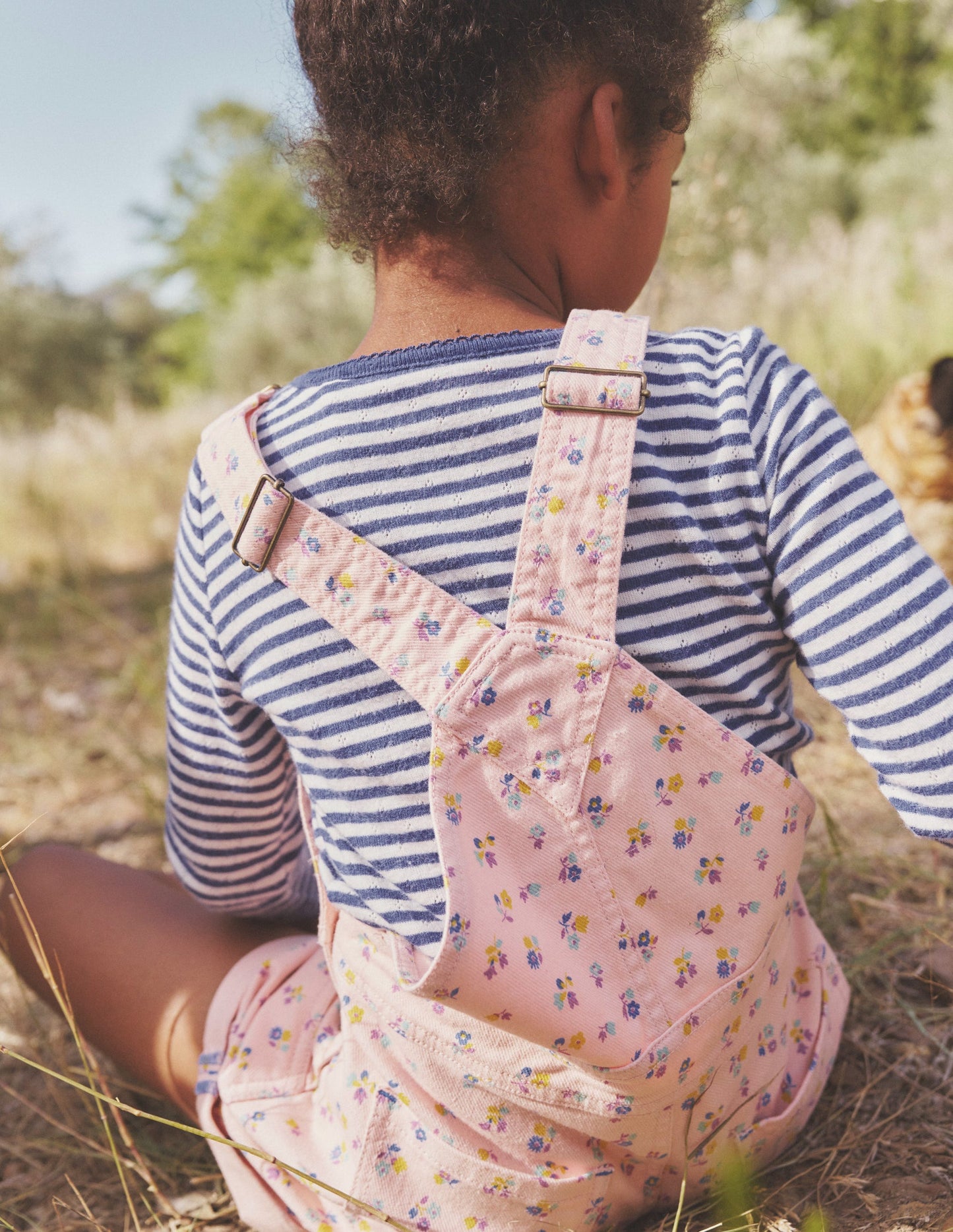 Heart Pocket Short Overalls-Provence Dusty Pink Sprig