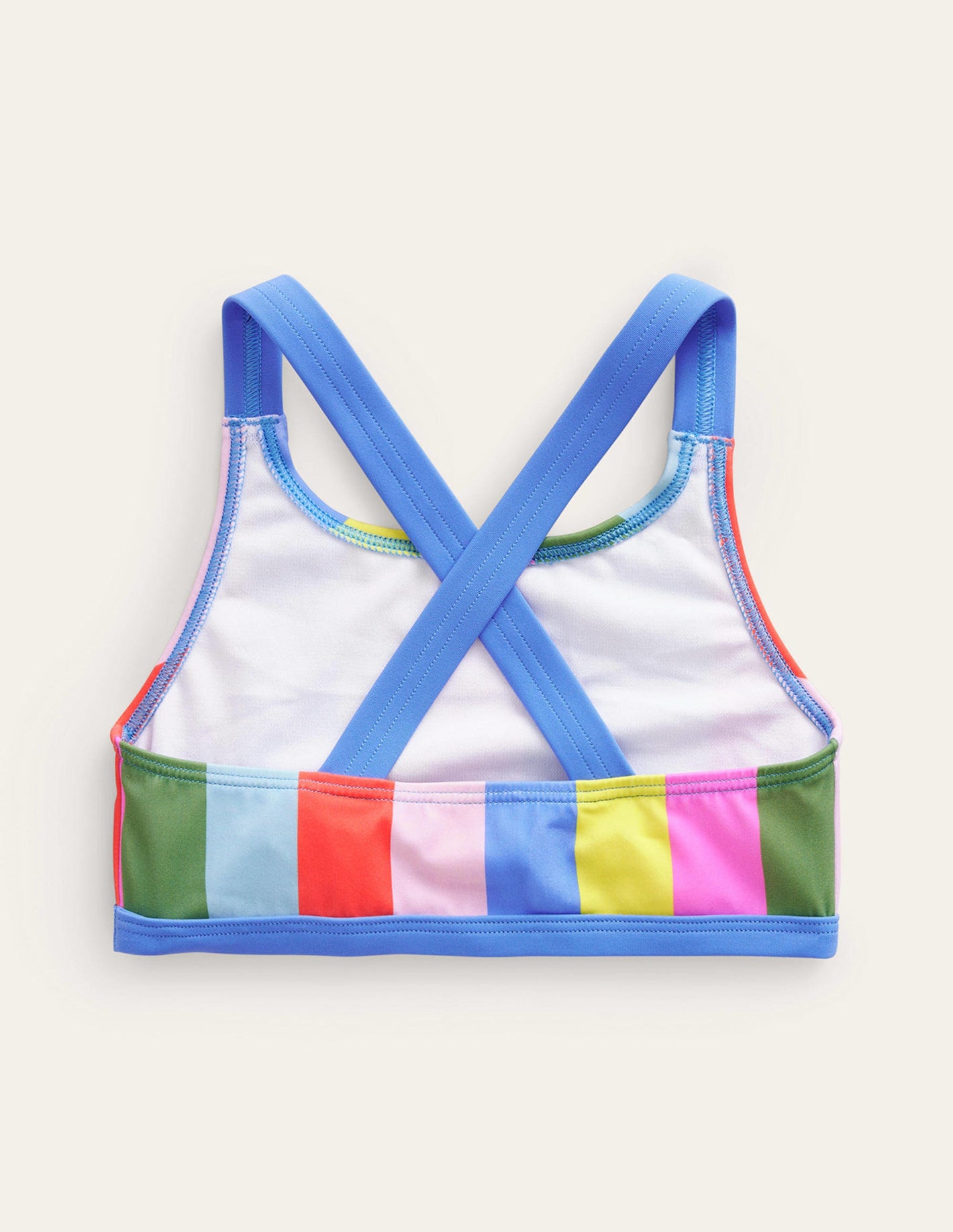 Cross Back Bikini Top-Soft Multi Stripe