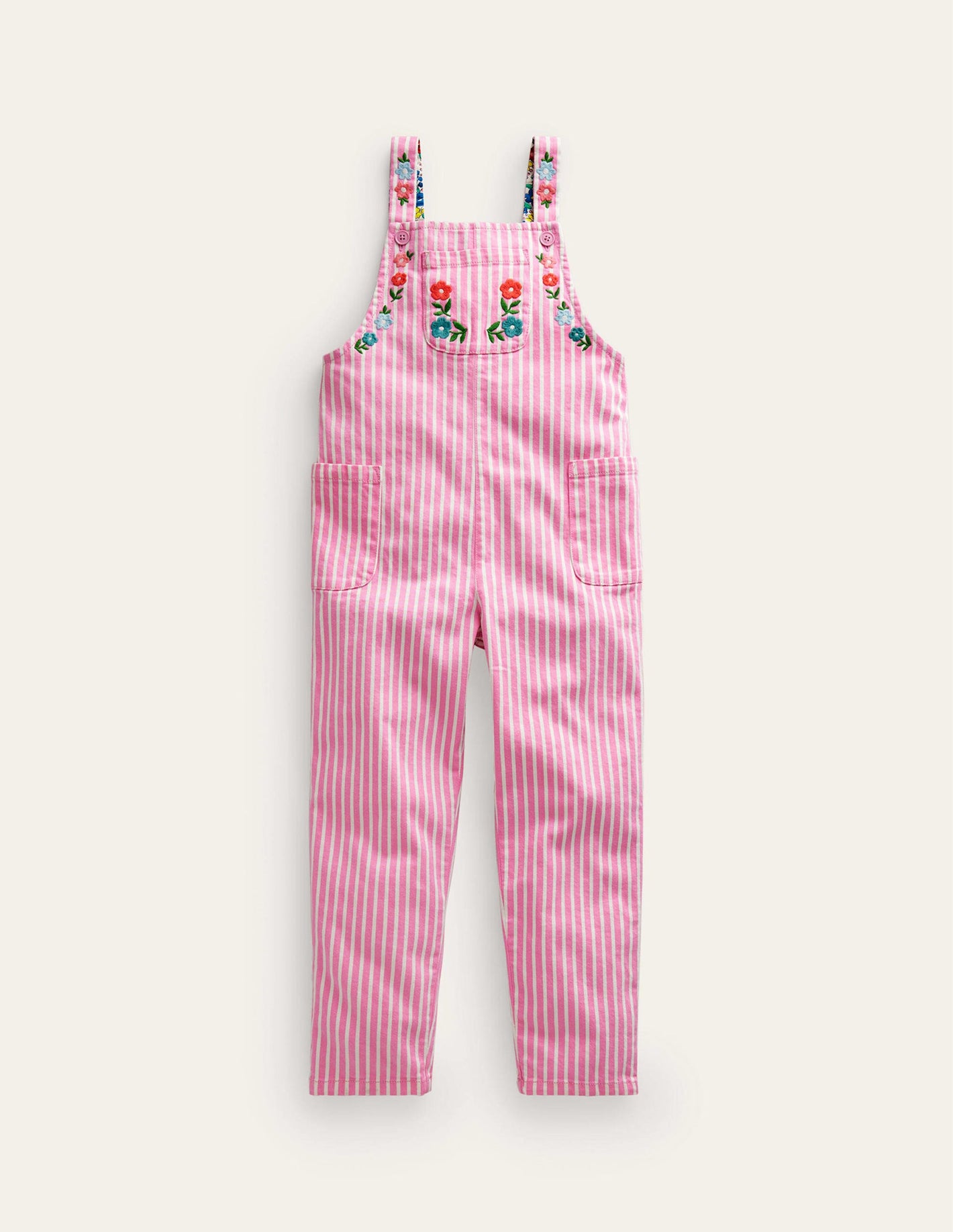 Relaxed Overalls-Pink / Ivory Stripe