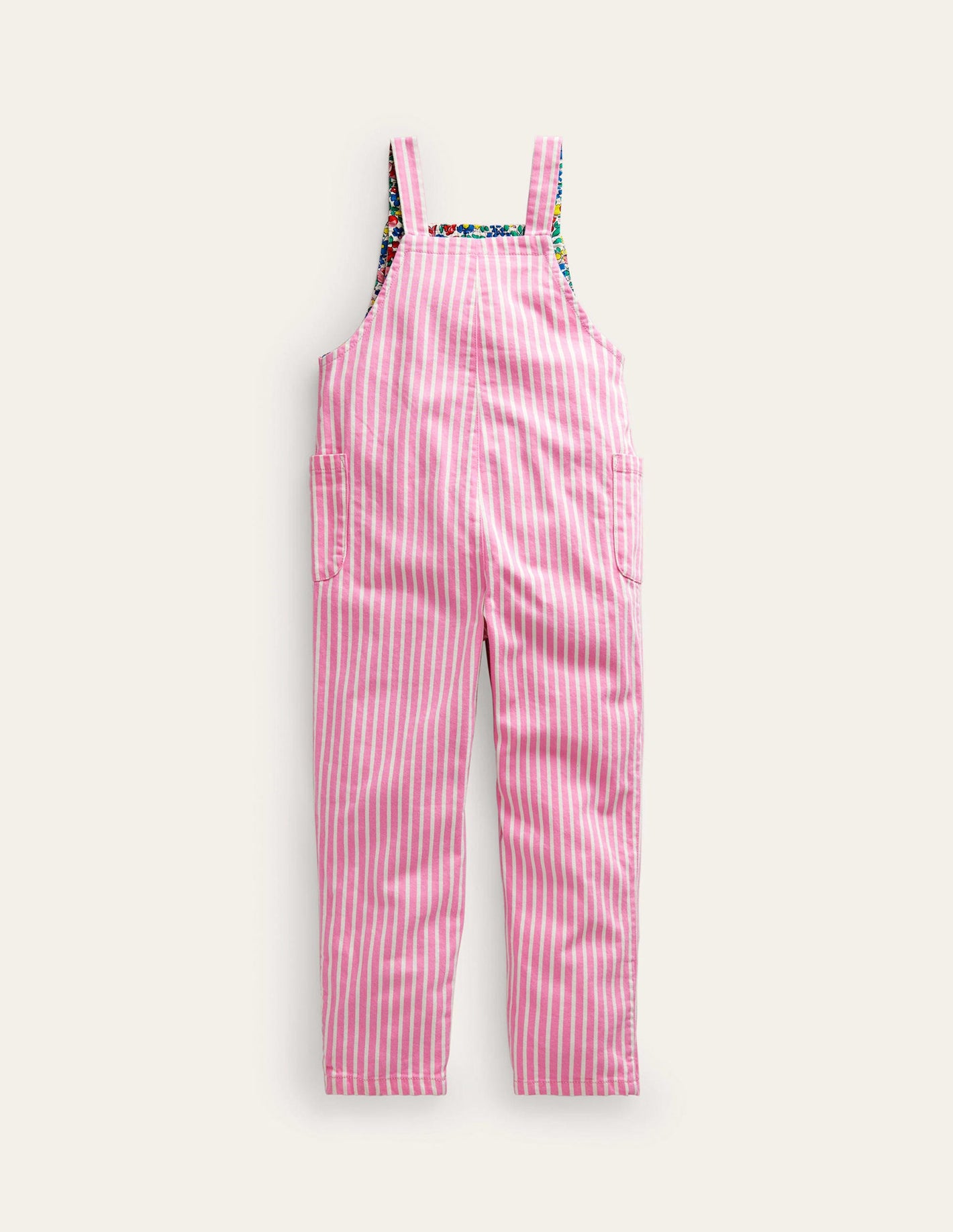 Relaxed Overalls-Pink / Ivory Stripe