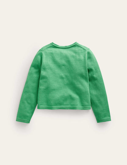 Pointelle Cotton Cardigan-Aloe Green