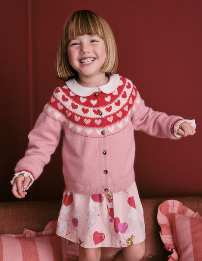 Fun Fair Isle Cardigan-Almond Pink Hearts