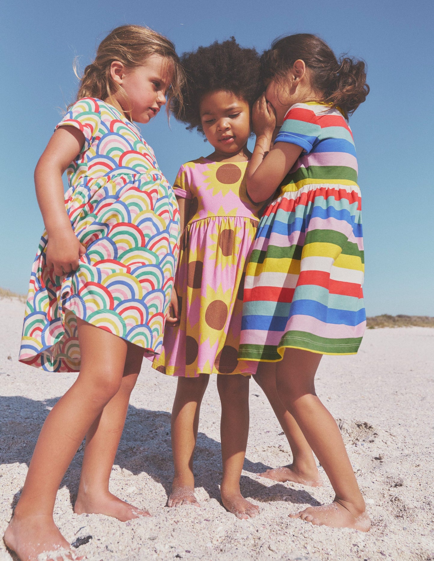 Short-sleeved Fun Jersey Dress-Multi Rainbow Stripe