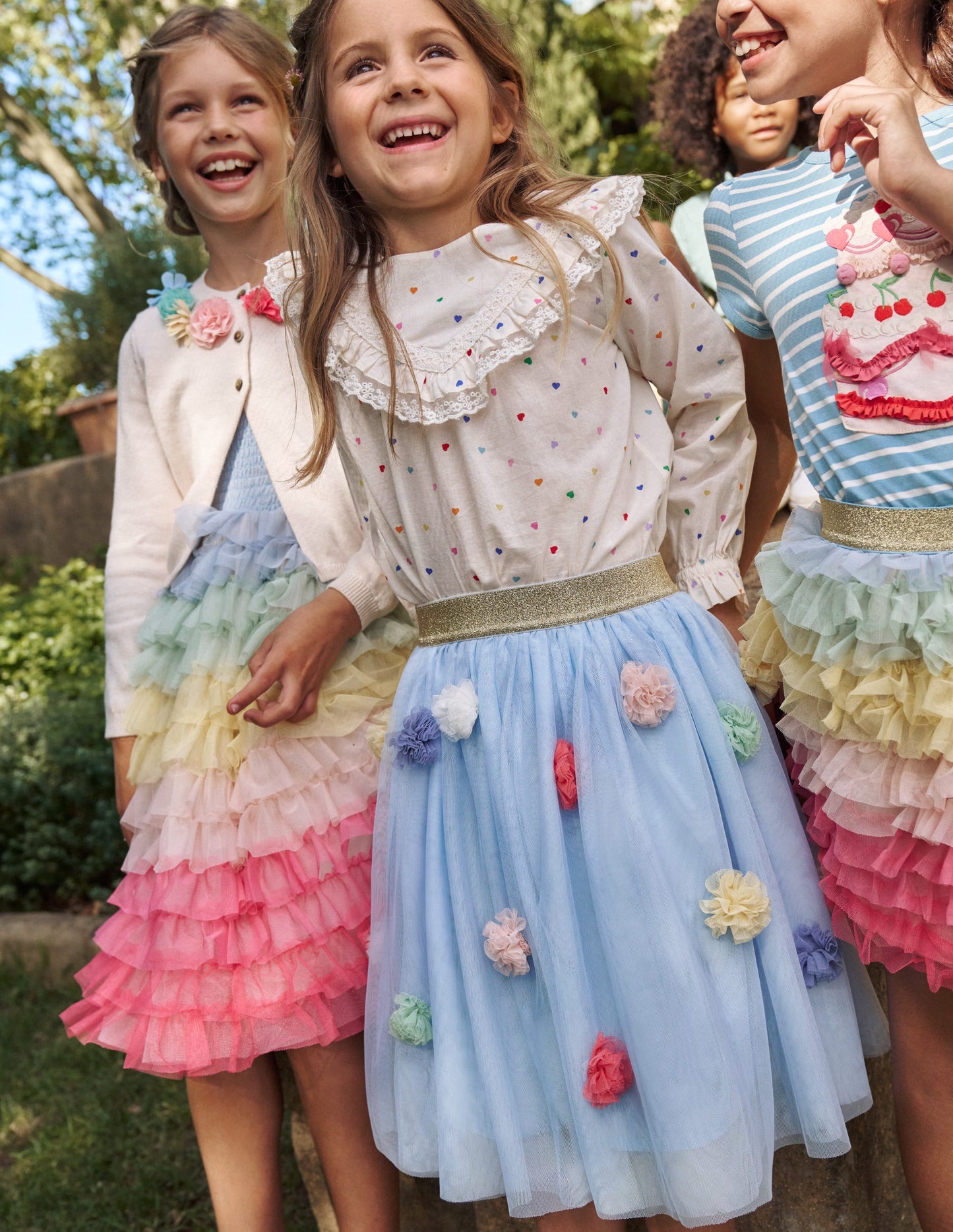 Pom Pom Tulle Midi Skirt-Provence Blue