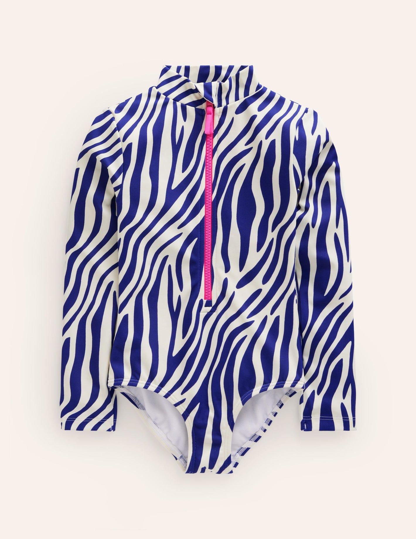 Long-sleeved Swimsuit-Sapphire Blue Zebra