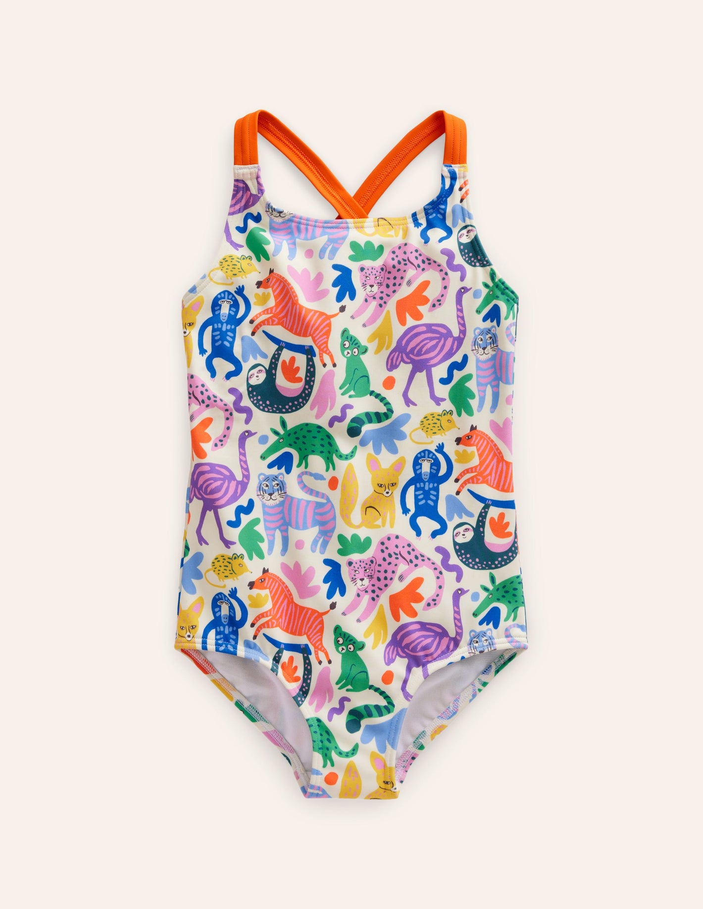 Cross-back Printed Swimsuit-Multi Safari Friends