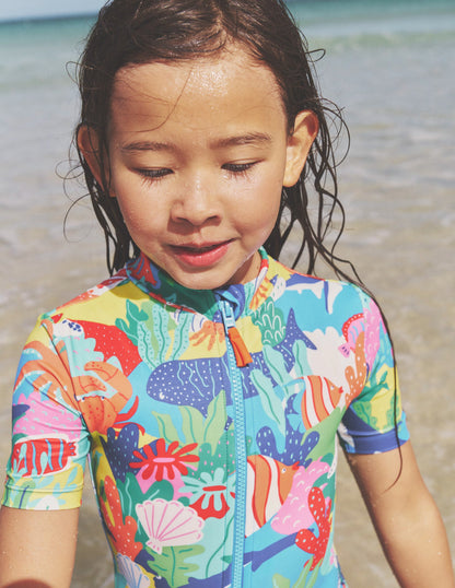 Short-sleeved Swimsuit-Multi Rainbow Reef