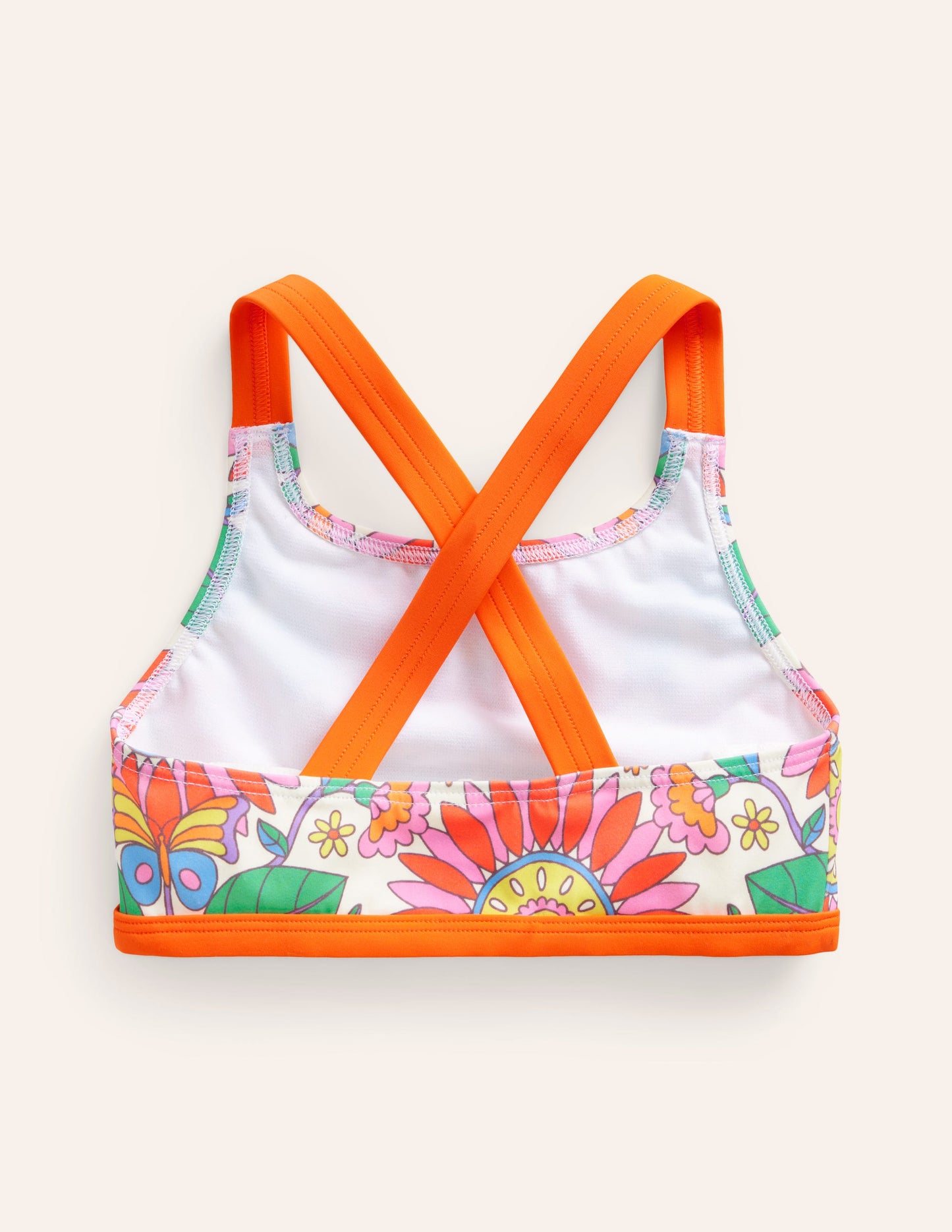 Cross Back Bikini Top-Multi Daisy Vine