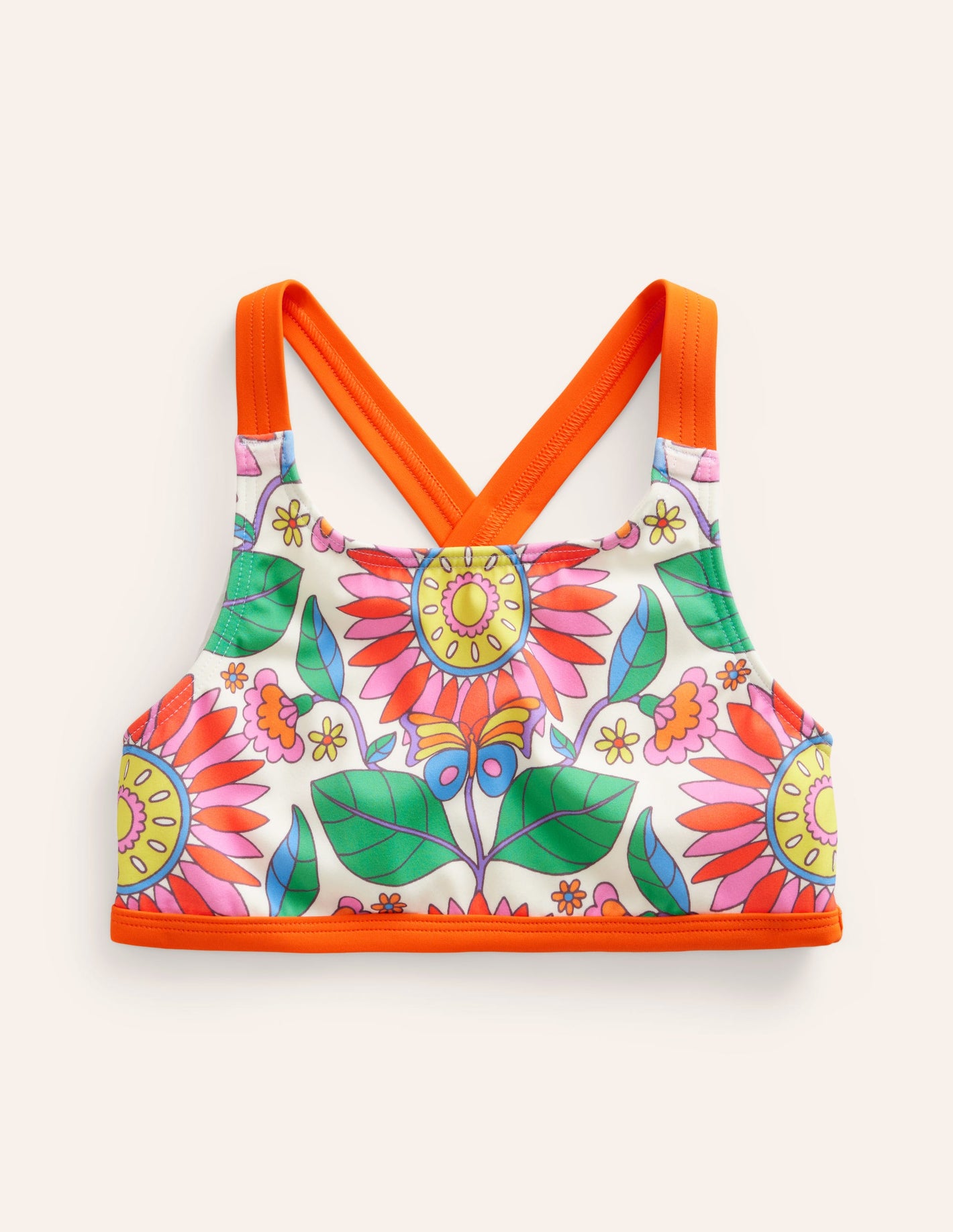 Cross Back Bikini Top-Multi Daisy Vine