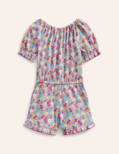 Printed Jersey Romper-Festival Pink Nautical Floral