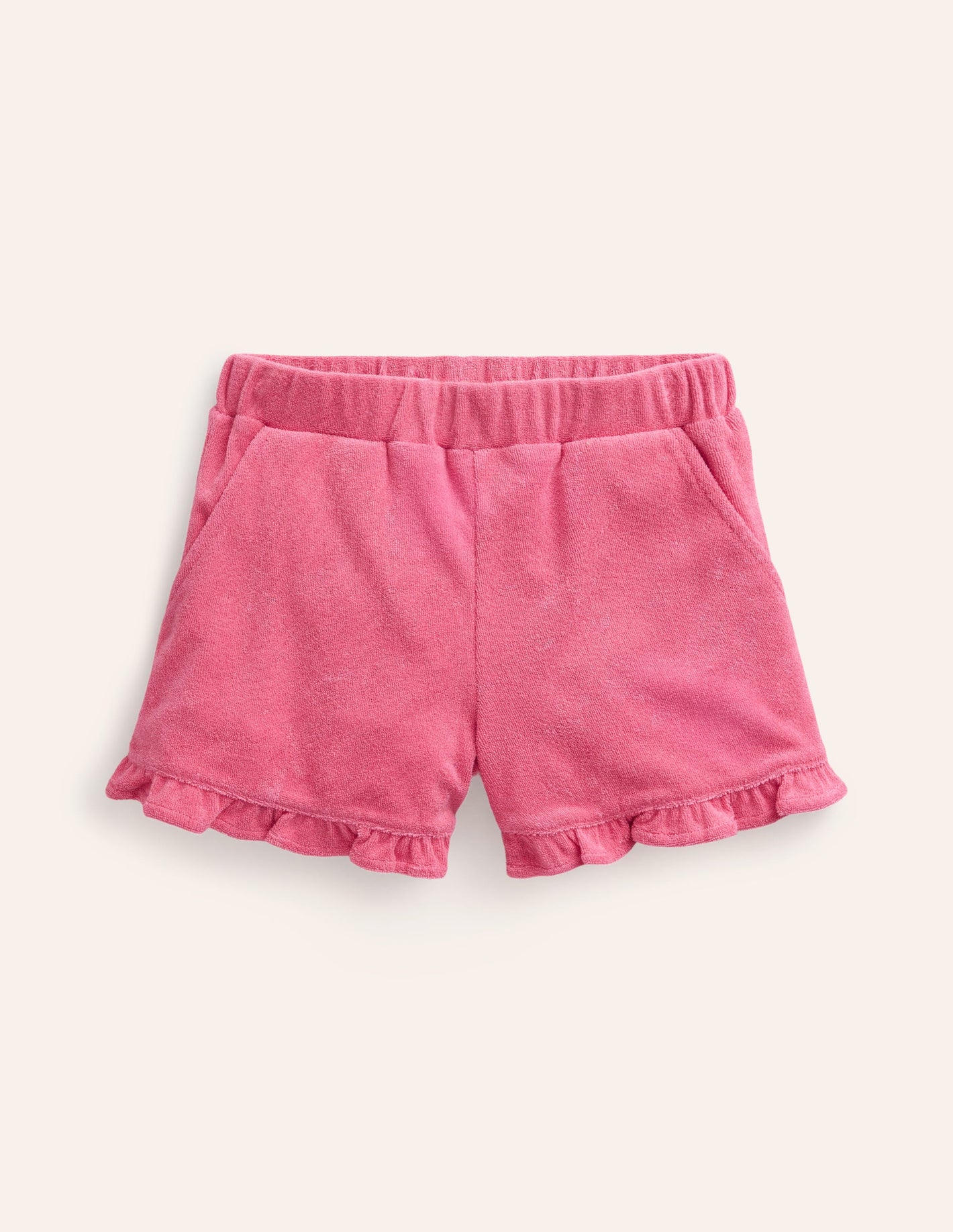 Frill Hem Towelling Short-Rose Pink