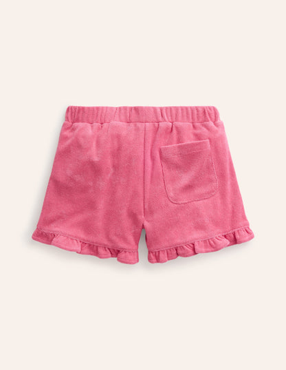 Frill Hem Towelling Short-Rose Pink