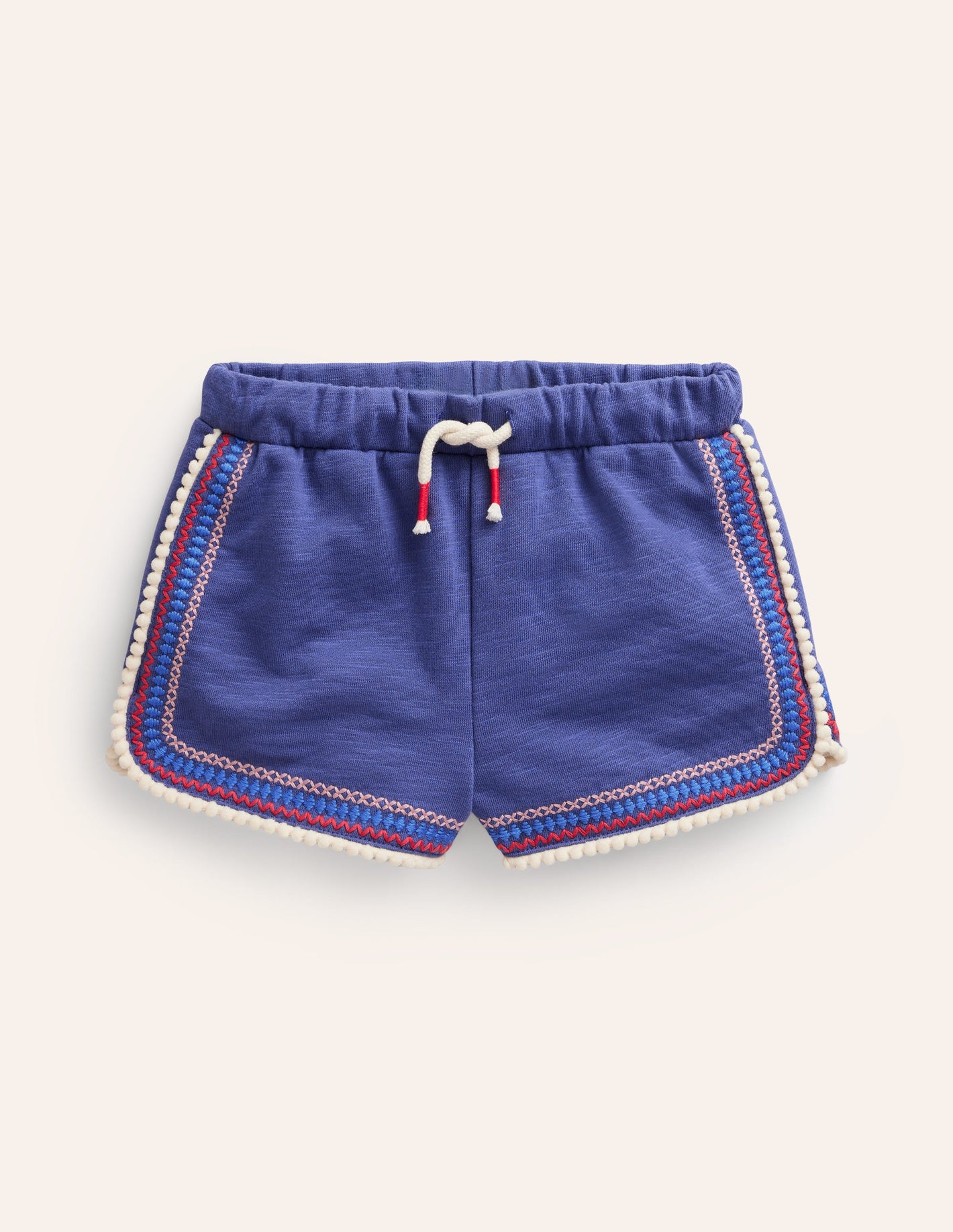 Pom Trim Jersey Shorts-Soft Starboard