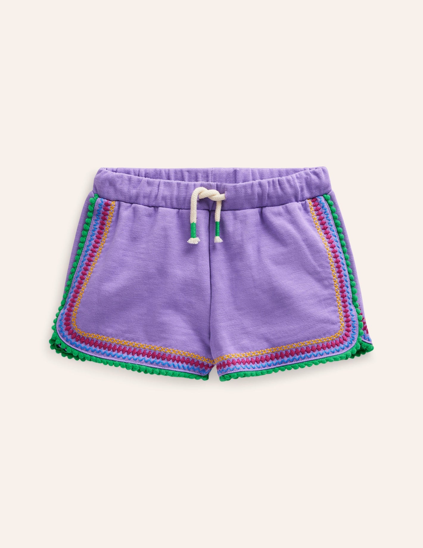 Pom Trim Jersey Shorts-Crocus Purple