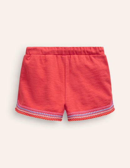 Pom Trim Jersey Shorts-Jam Red