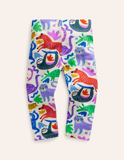 Fun Cropped Leggings-Multi Safari Friends