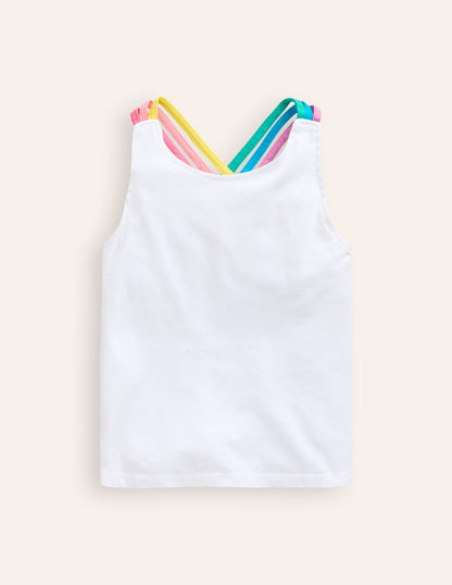 Rainbow Cross-Back Tank-White