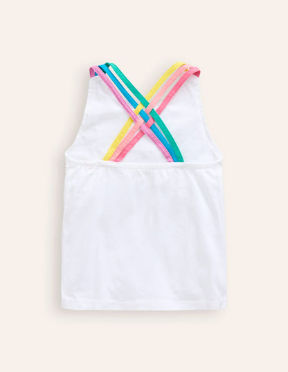 Rainbow Cross-Back Tank-White