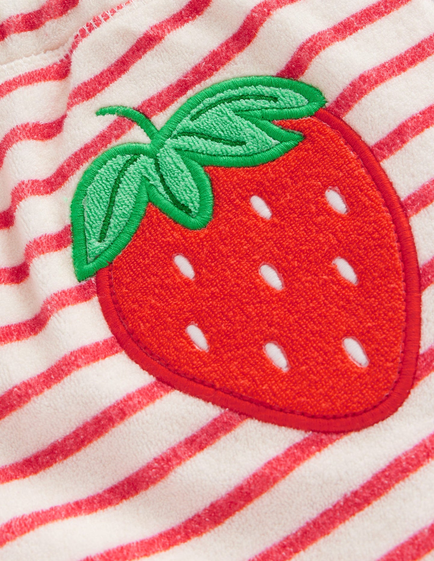 Printed Towelling Shorts-Jam Red Strawberry Stripe