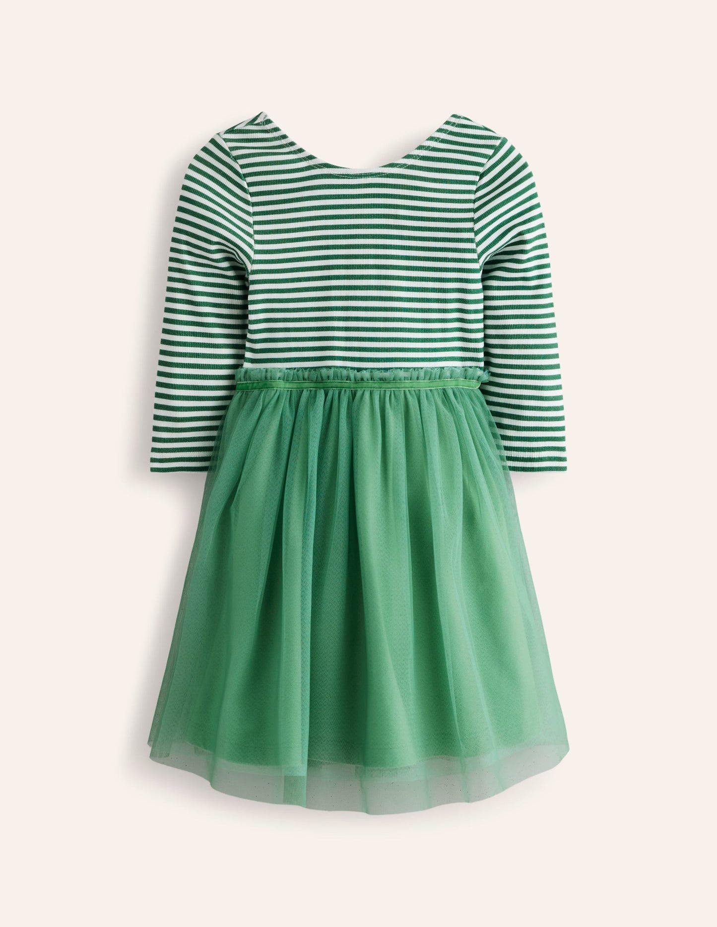 Tilly Rib Jersey Tulle Dress-Green