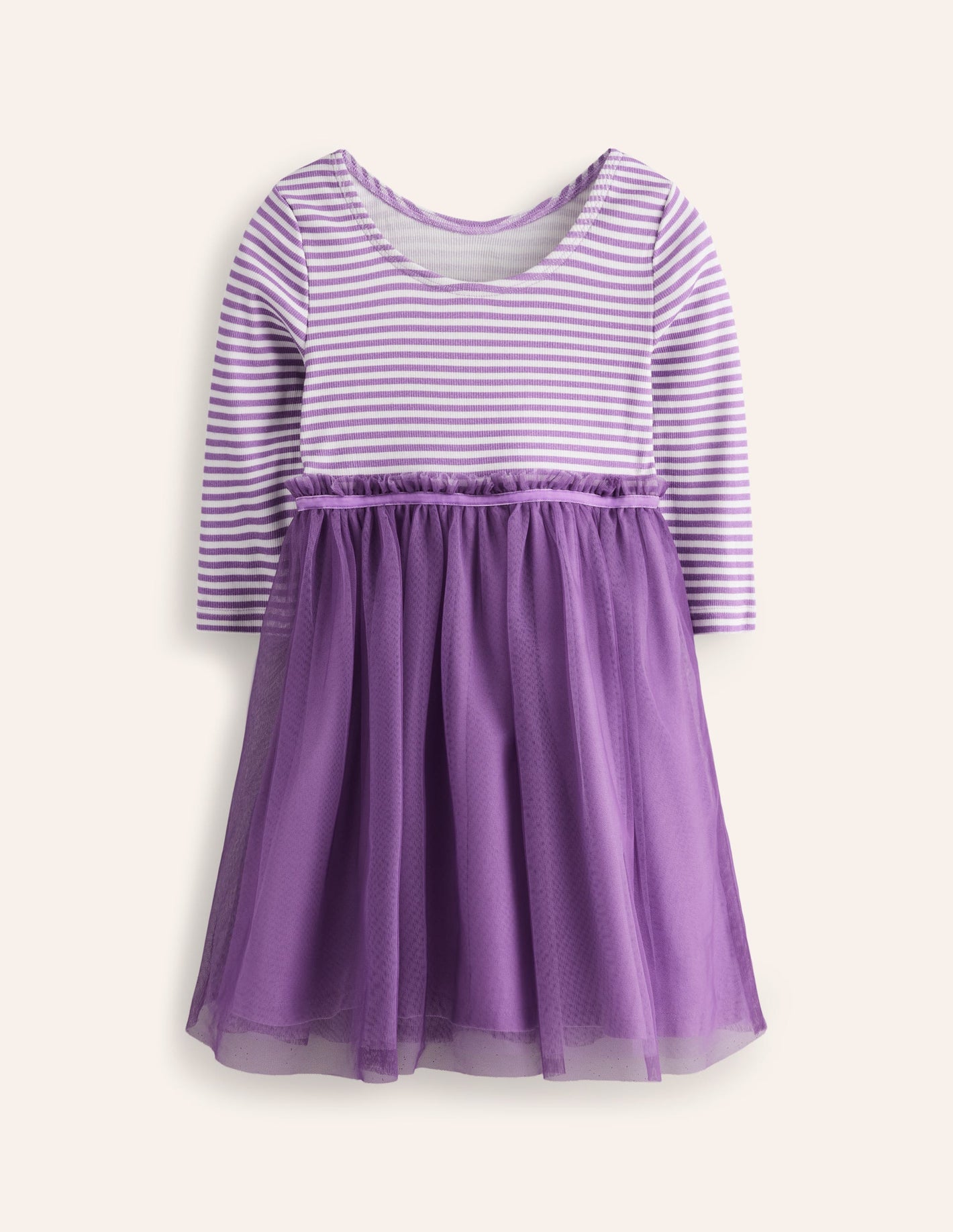 Tilly Rib Jersey Tulle Dress-Purple