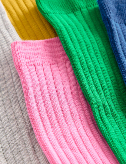 Ribbed Knee High Socks 5 Pack-Rainbow