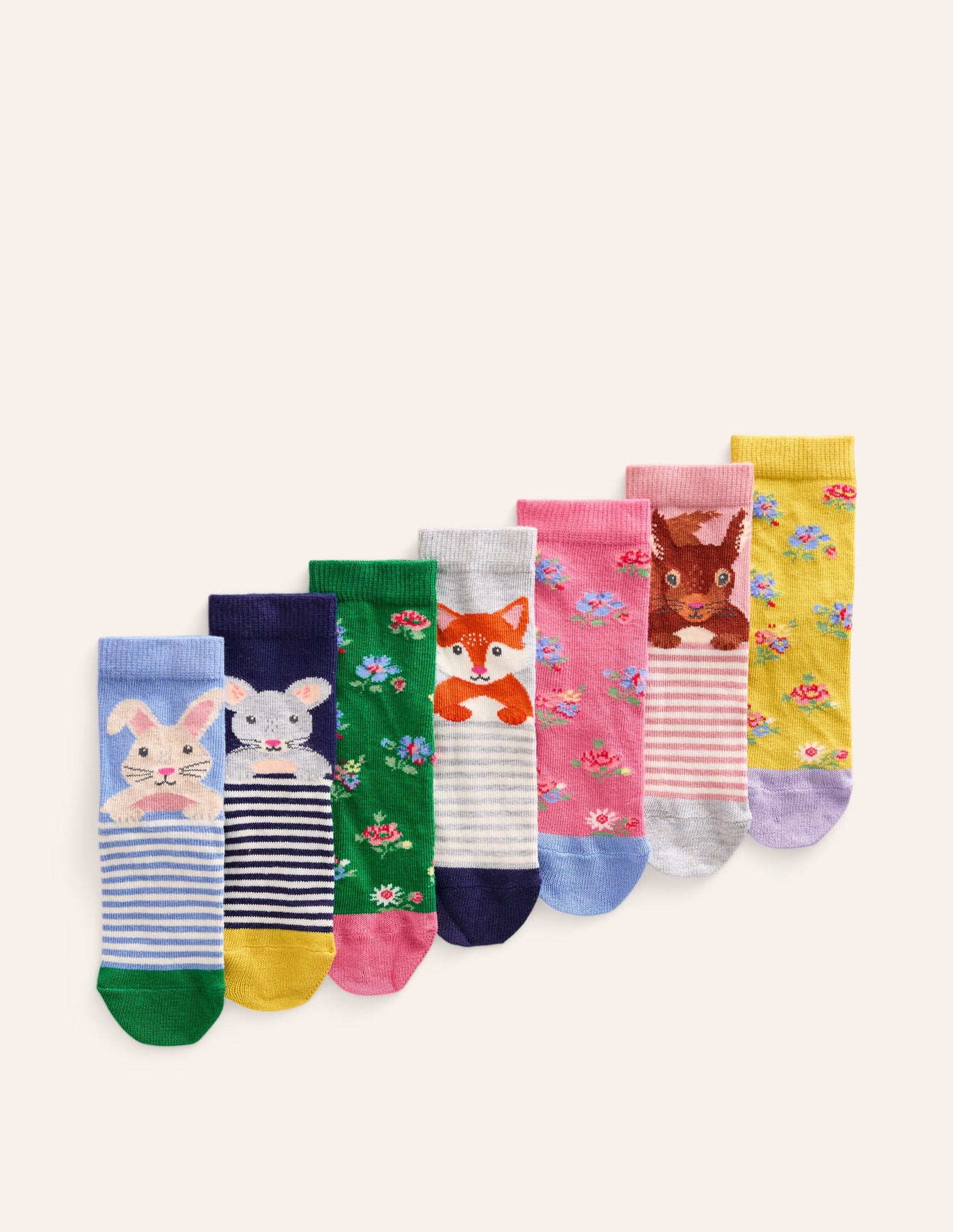 Socks 7 Pack-Multi Floral Animals