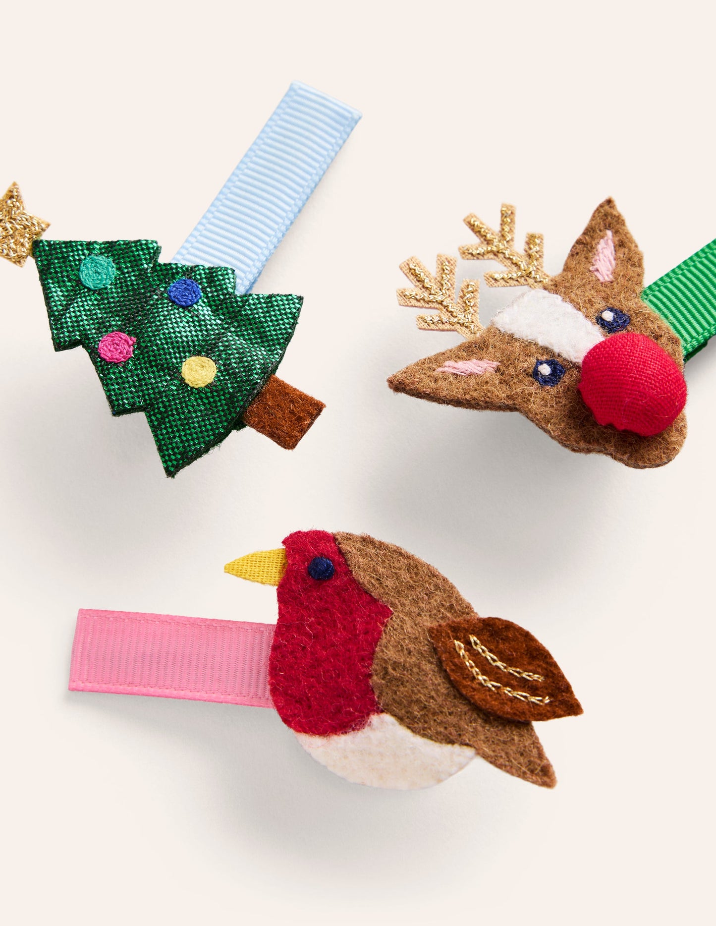 3 Pack Hair Clips-Multi Festive