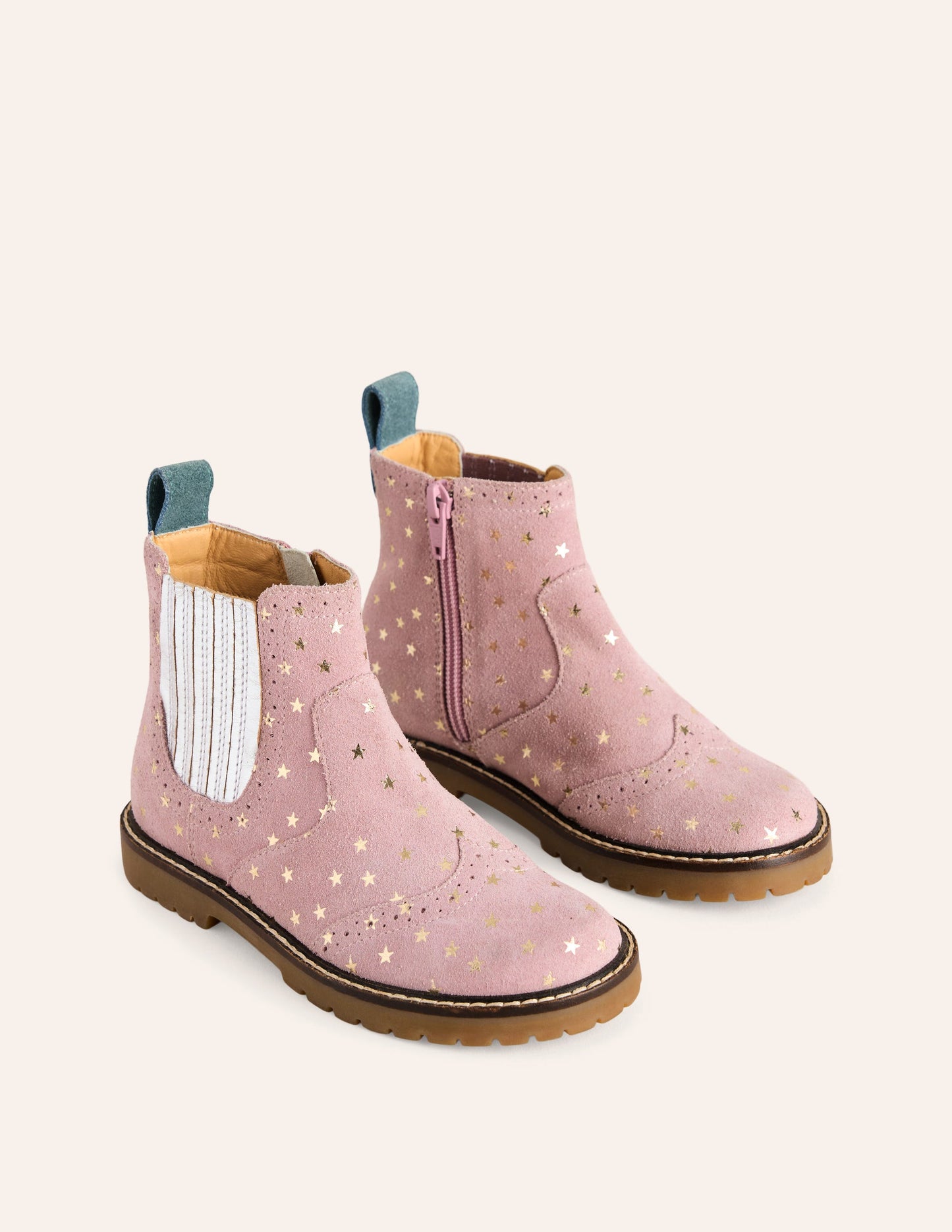 Leather Chelsea Boots-Cosmos Pink Stars