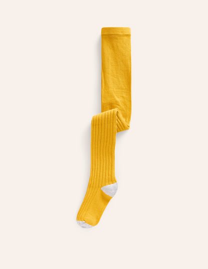 Ribbed Tights-Honey Yellow