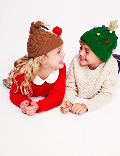 Festive Beanie-Toffee Brown Reindeer