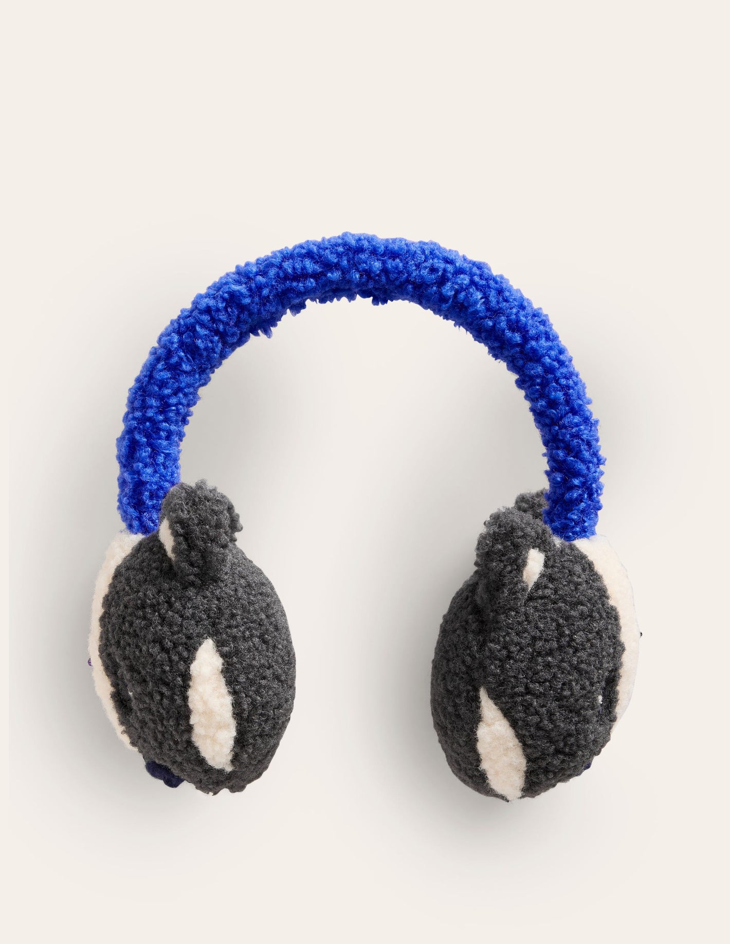 Novelty Borg Ear Muffs-Kingfisher Blue Badger