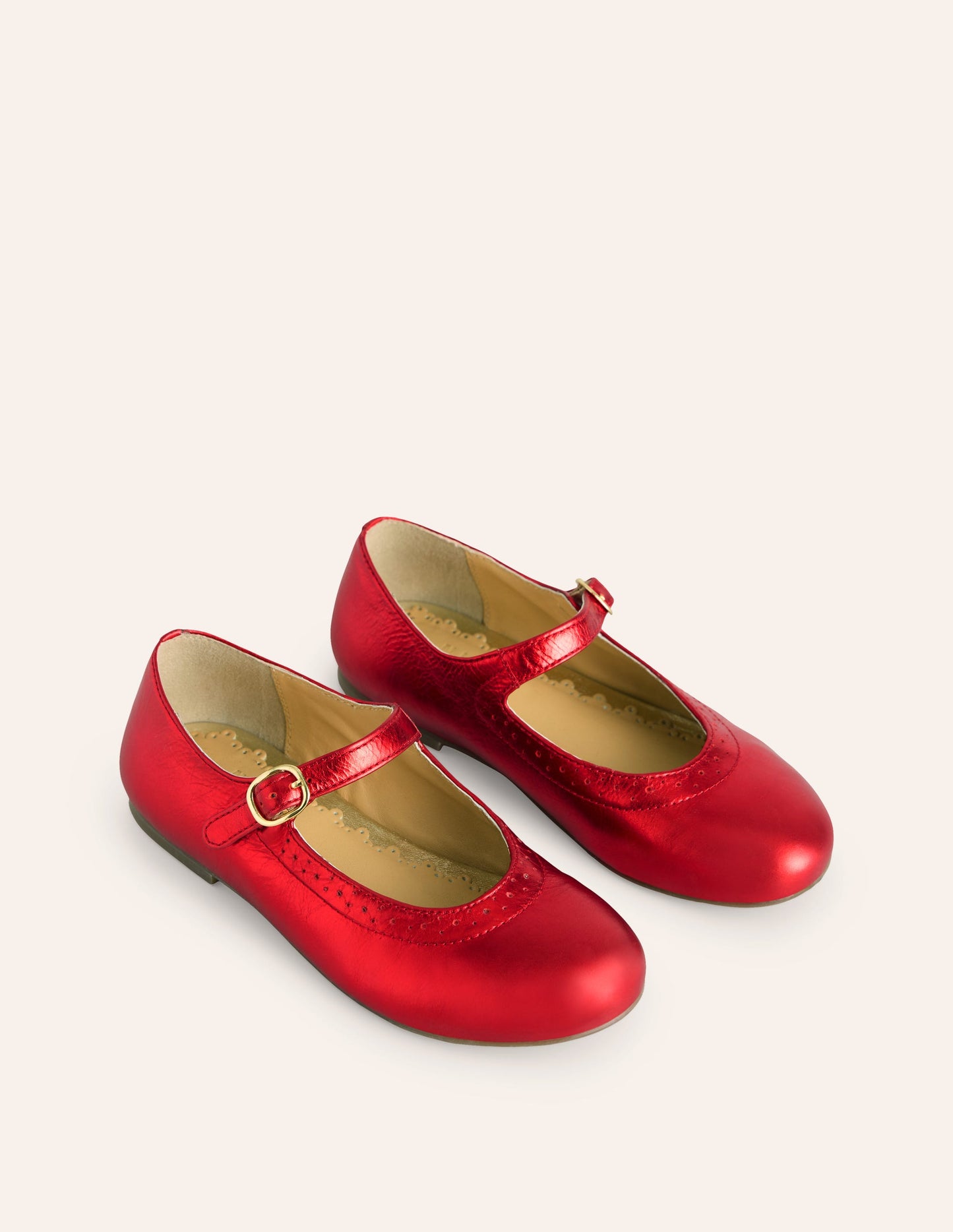 Leather Mary Janes-Red Metallic