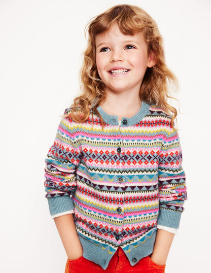 Edie Fair Isle Cardigan-Brook Blue Fair Isle