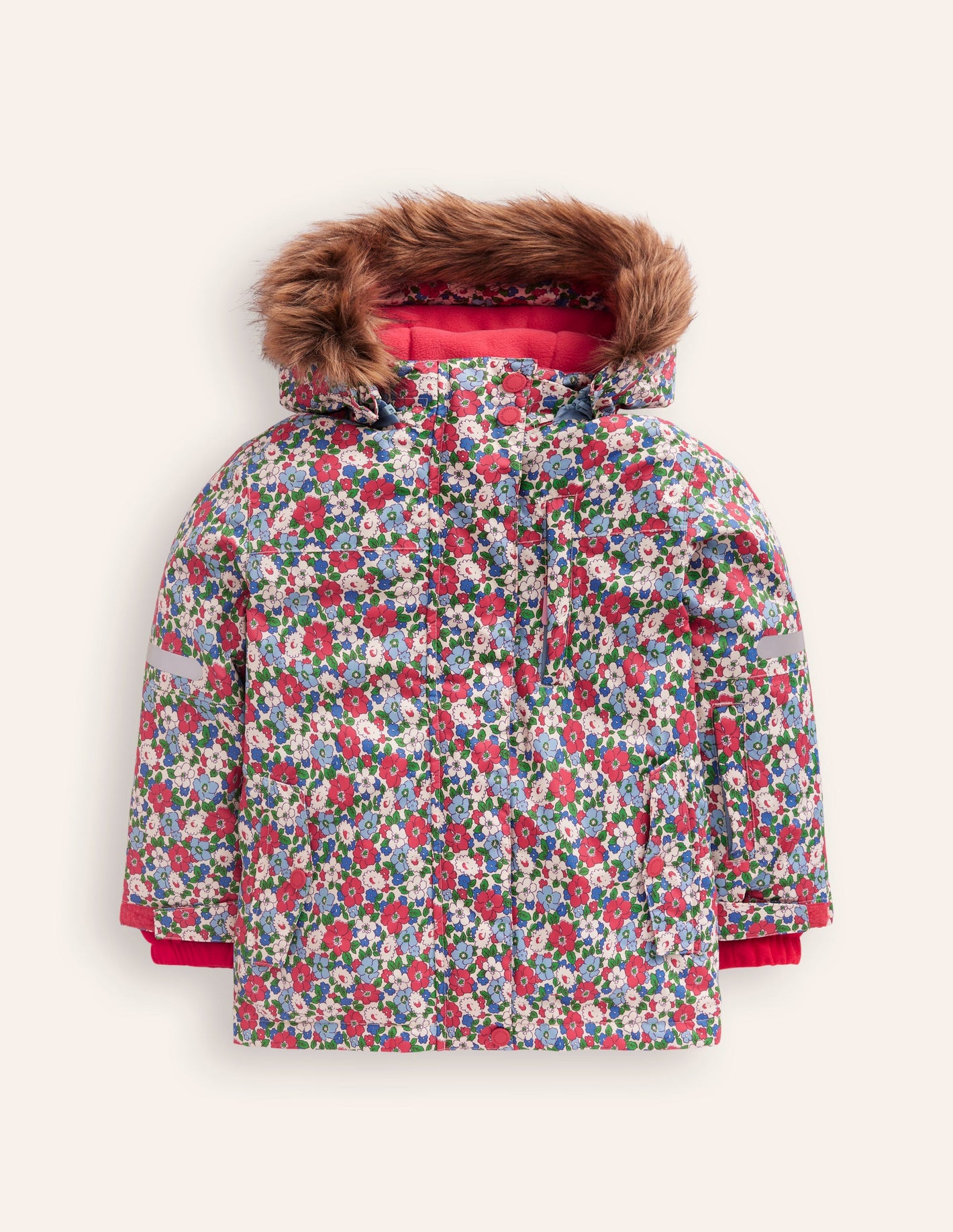 All-Weather Waterproof Coat-Glacier Blue Winter Floral