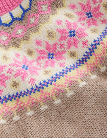 Eleanor Fair Isle Jumper-Camel