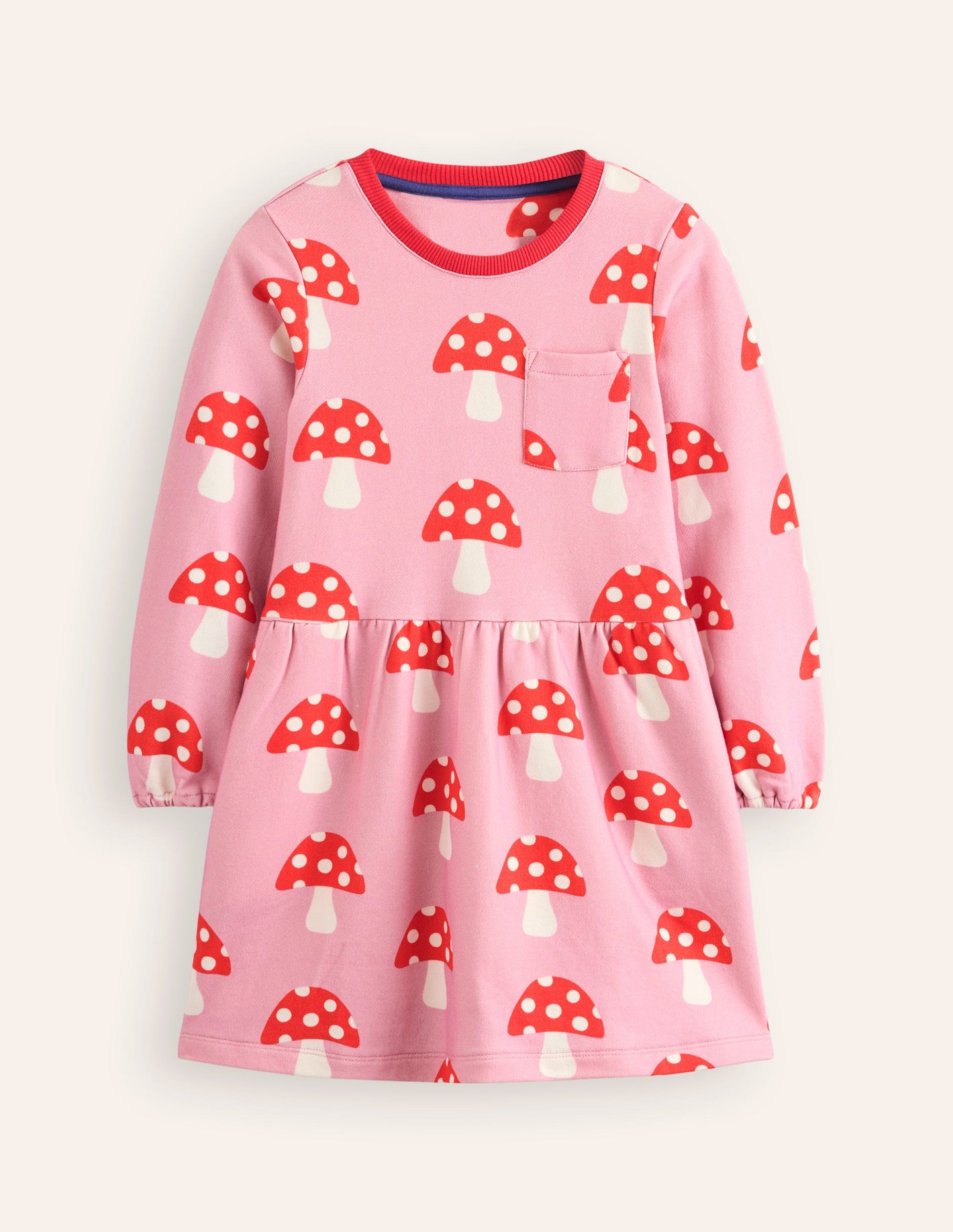 Loopback Sweatshirt Dress-Vintage Pink Toadstools