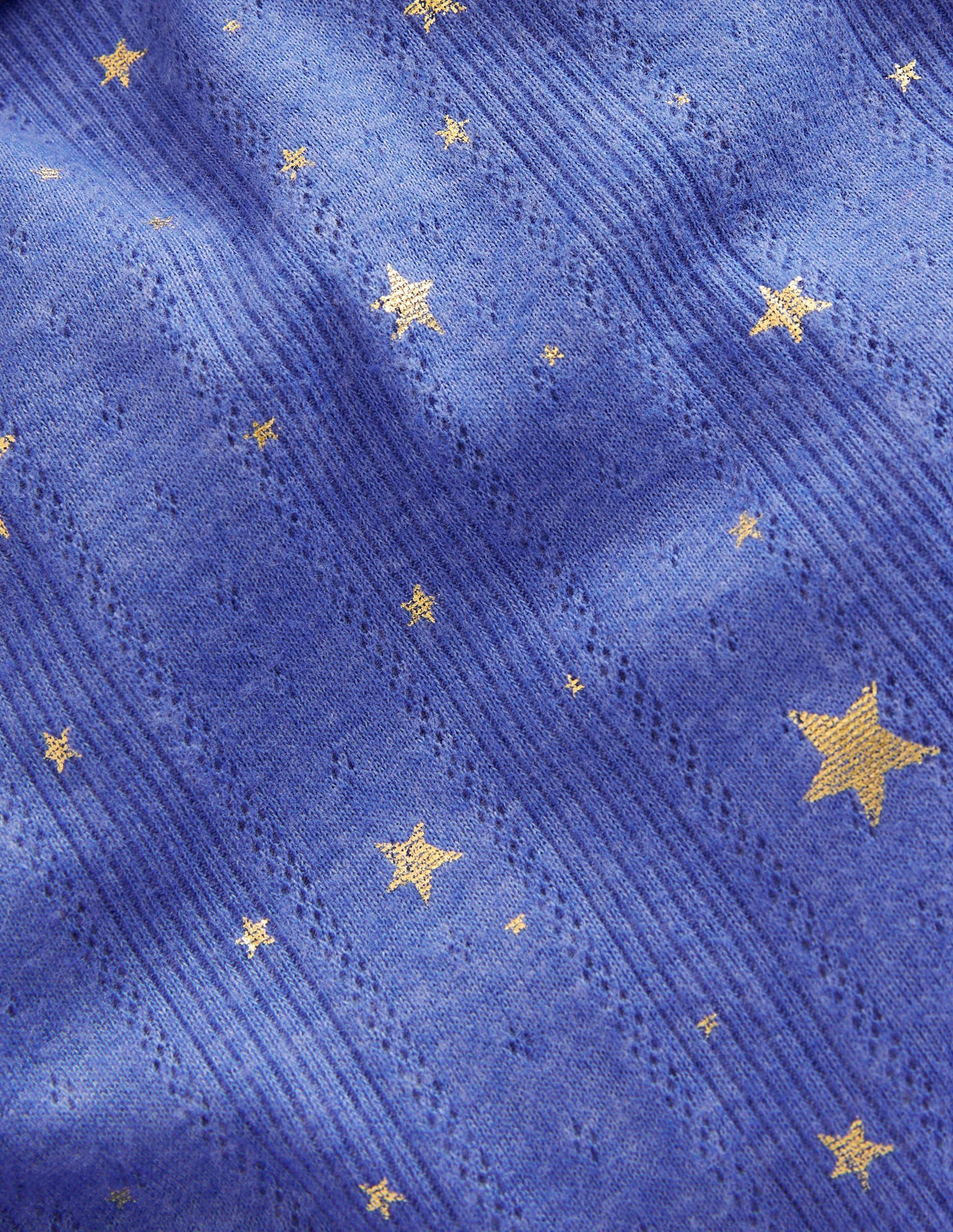 Ruffle Sparkle Pointelle-Bluejay Gold Foil Star