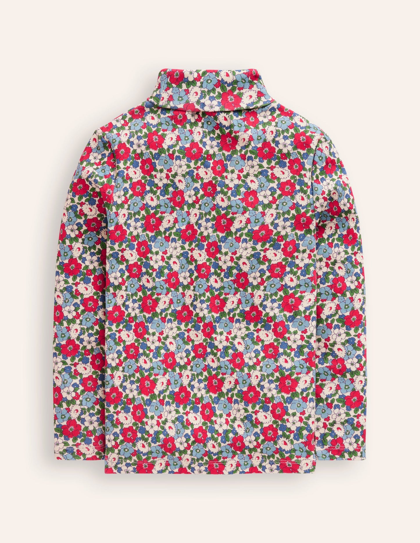 Super Soft Roll Neck Top-Glacier Blue Winter Floral