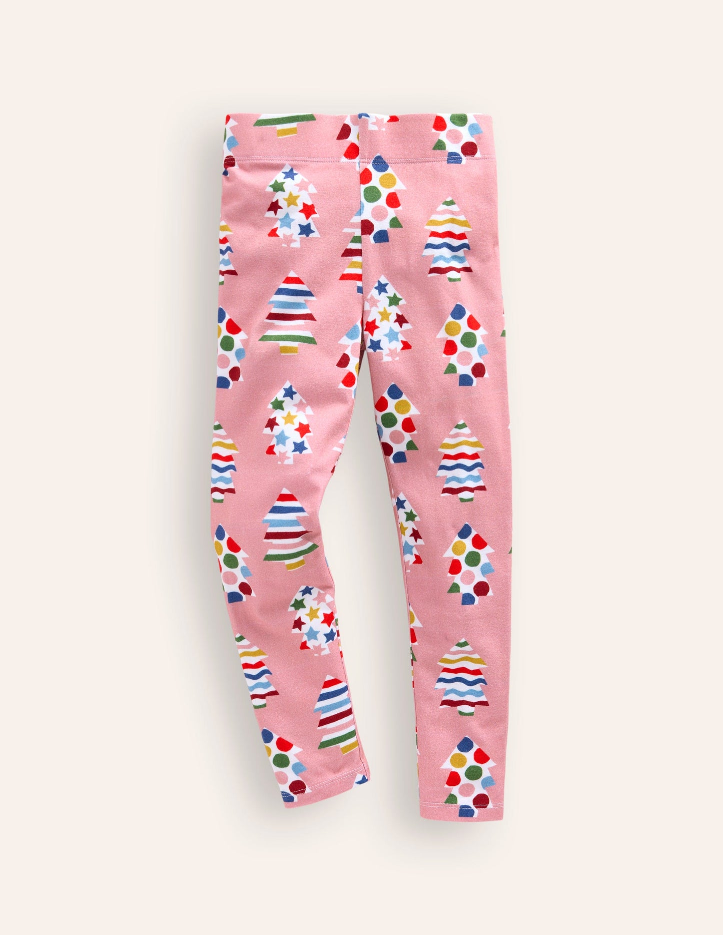 Fun Leggings-Vintage Pink Christmas Trees