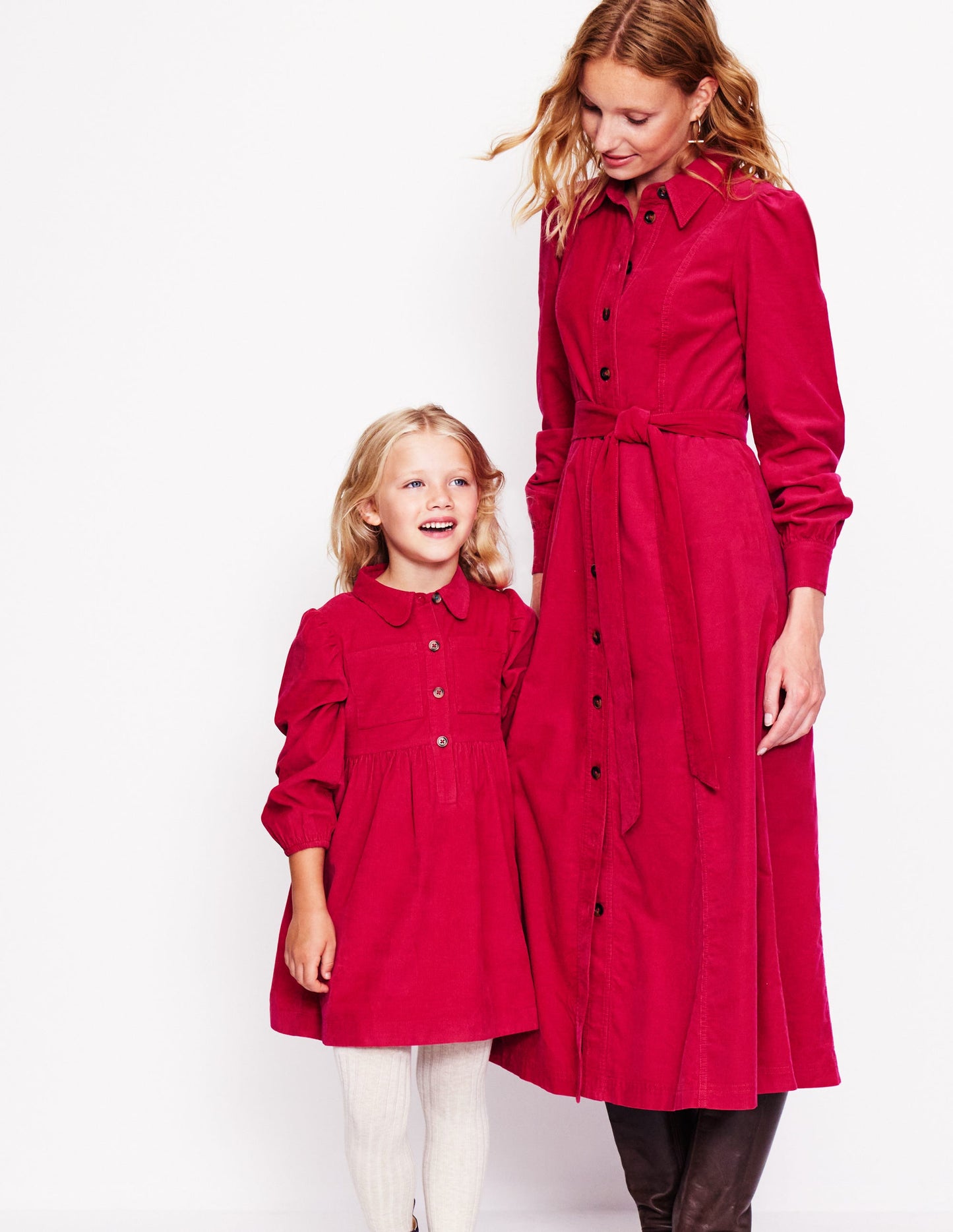 Aubrey Puff Sleeve Shirt Dress-Cherry Jam