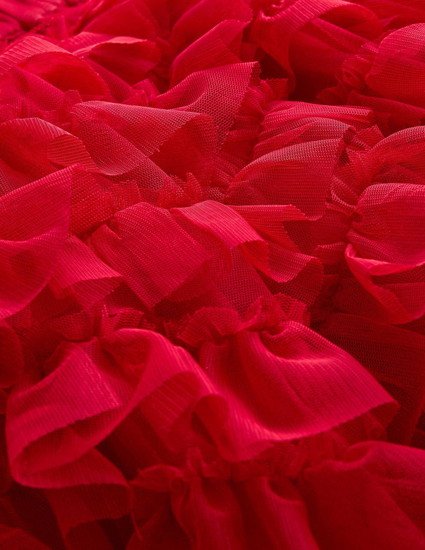 Ruffle Tulle Skirt-Poppy Red