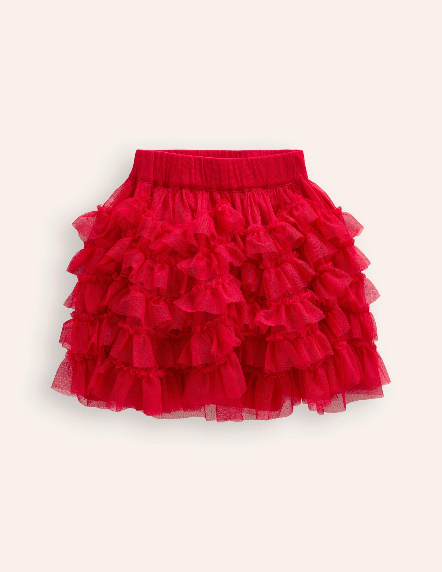 Ruffle Tulle Skirt-Poppy Red